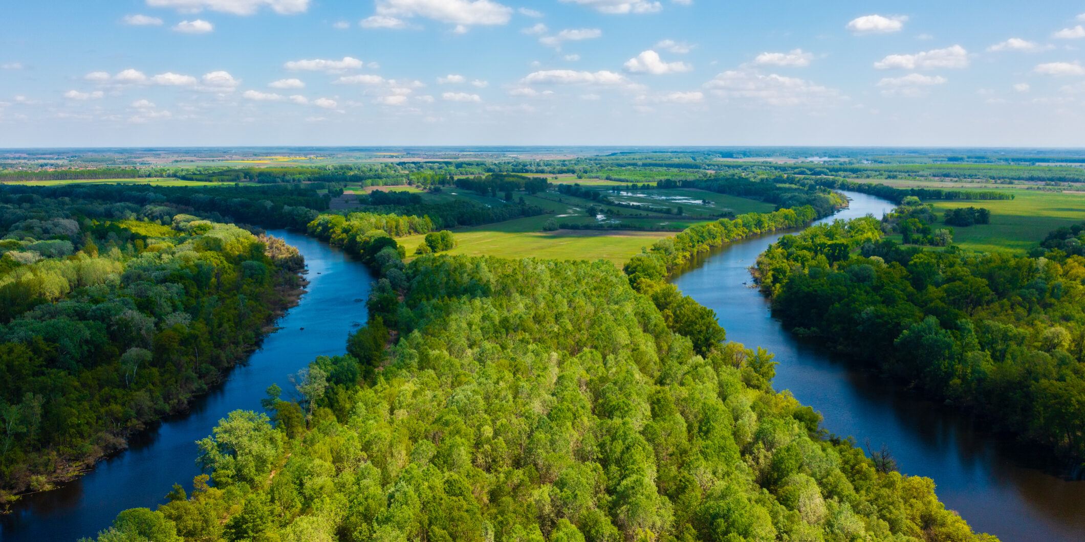 Aerial photo about the famous backwater of Tisza river, next to Toserdo. Hungarian name is Lakiteleki-Holt-Tisza.